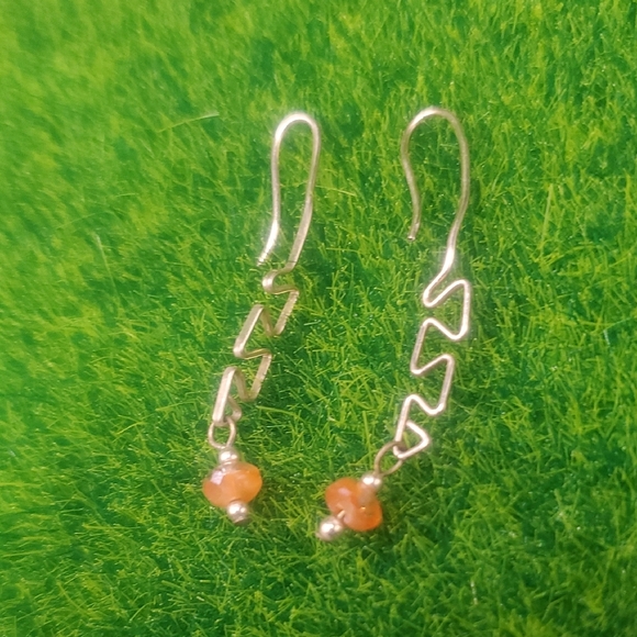 Carnelian Silver Earrings Dangling Style E1005 - Picture 1 of 2